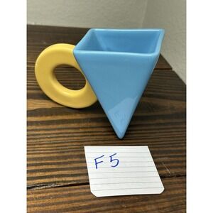 Vintage Feltman Langer Postmodern Coffee Mug Yellow Blue Porcelain Geometric